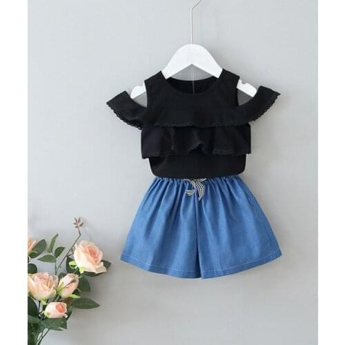 2021 New Summer Clothing Sets For Girls Casual Clothes Kids Layered T-shirt And Shorts Outfits Children Baby Fashion Costumes