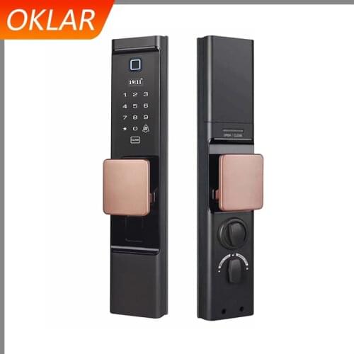 OKLAR Fingerprint Digital Door Lock For Home Automatic Push Pull Keyless Smart Lock Password Anti-Theft Security Electronic Lock