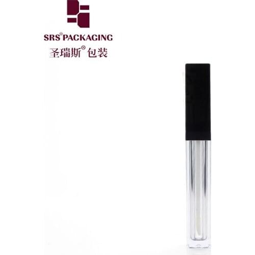 Wholesale square transparent 5ml plastic lip gloss tube with brush