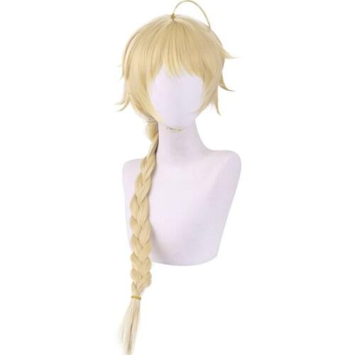 Genshin Impact Cosplay Aether Traveler Golden Braid Heat Resistant Synthetic Hair Wigs Halloween Carnival Party Role Play