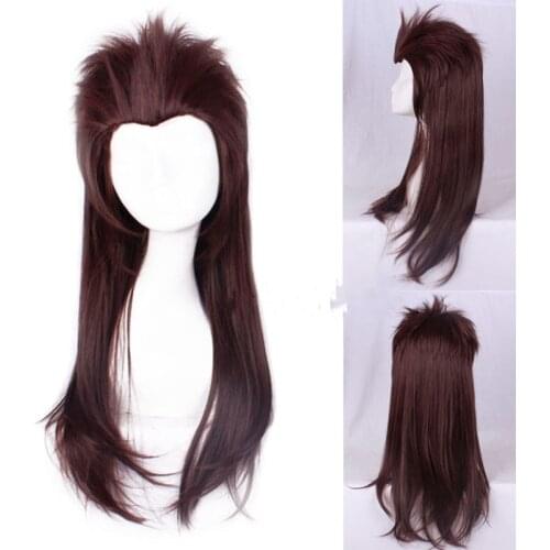 Game Sally face Sallyface Larry 65cm Long Slicked Brown Heat Resistant Synthetic Hair Cosplay Costume Wig + Wig Cap