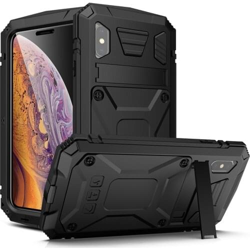 Heavy Duty Doom Armor Shockproof Metal Case For iPhone xr x xs max 11 11pro 11 pro max Dustproof Protection Cover with kickstand