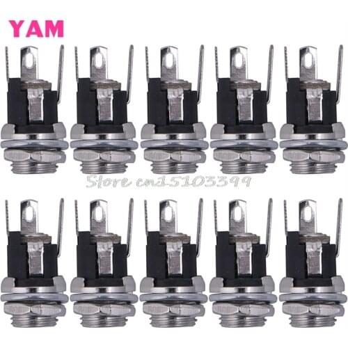 10Pcs DC Power Supply Jack Socket Female Panel Mount Connector 5.5*2.1mm G08 Whosale&DropShip