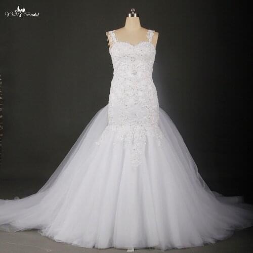 RSW816 See Through Back Mermaid Wedding Dresses Removable Skirt