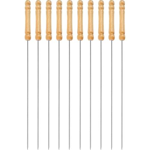 Barbecue Skewers, 50 PCS Barbecue String with Wooden Handle BBQ Stick Needles Outdoor Camping Outings Cooking Tools
