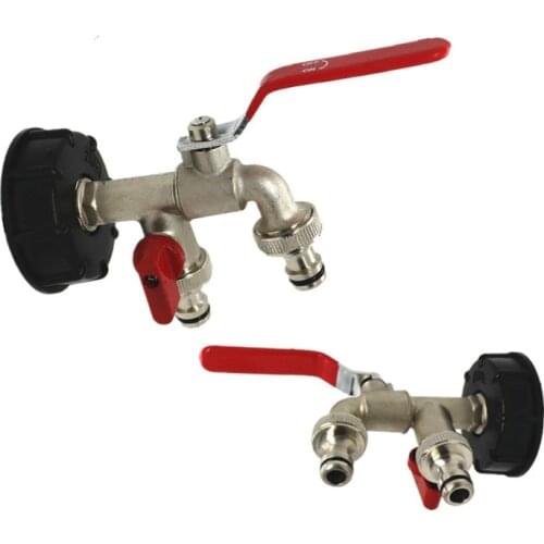 DWZ IBC Fuel Tank Connector Garden Water Double Connector Faucet Adapter Garden Water Tank Connector Water Tap Valve Fitting1PCS