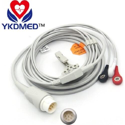Compatiblr with patient monito 8pin one-piece patient cable with 3 leads ,ecg medical accessories ,Free shipping