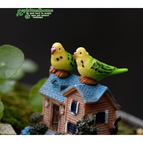 2 Pcs/set Resin Home Ornament Cute Little Birds Animal Model Figurine Glass Decor Miniature Craft Garden DIY Accessories