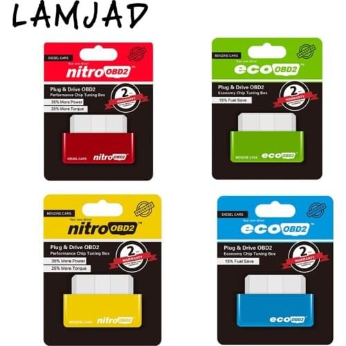 Super ECO NitroOBD2 Gasoline Benzine Cars Chip Tuning Box More Power Torque Nitro OBD Plug & Drive Nitro OBD2 OBD 2 Cars Diesel