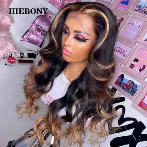 Loose Wave Highlight 1B27 Lace Front Human Hair Wigs with Baby Hair Brazilian 13x6 Highlight Wavy Lace Front Wigs Bleached Knots