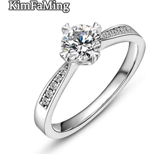 High Quality Prong Set Elegant 925 Sterling Silver Women Rings in CZ Jewelry Aniversary Engagement GR082