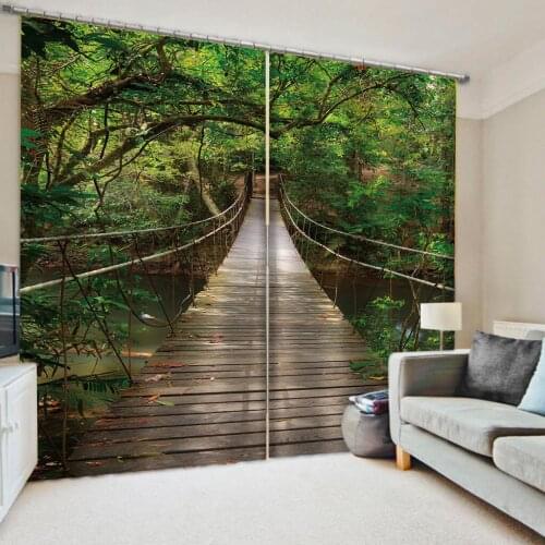 Customized 3D Curtains Luxury Blackout 3D Curtains For Living room green scenery curtains