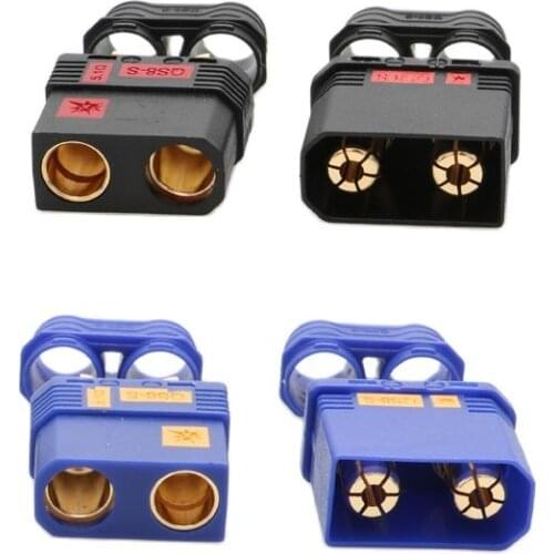 1Pair RC Drone Battery EC8 Anti-spark 8mm Gold Banana Connector QS8-S Plug Bullet Connector with Lock Protective Sleeve