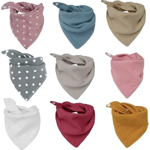 1pcs Baby Bibs Muslin Cotton Triangle Bib Dot Print Newborn Feeding Saliva Towel Bandana Burp Cloth Accessories Shower Gifts