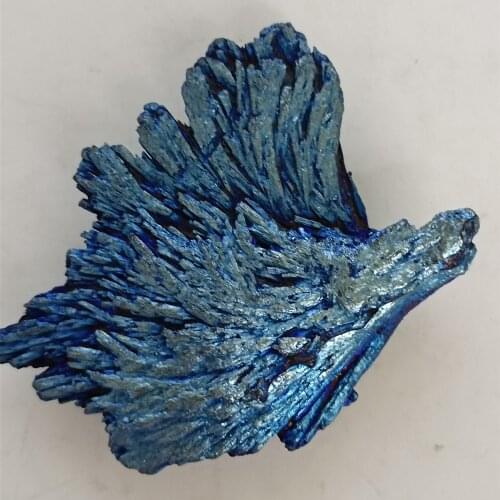 Blue Titanium Black Tourmaline Aura Quartz Crystal Peacock Tail Decoration Crafts Natural Stones and Minerals