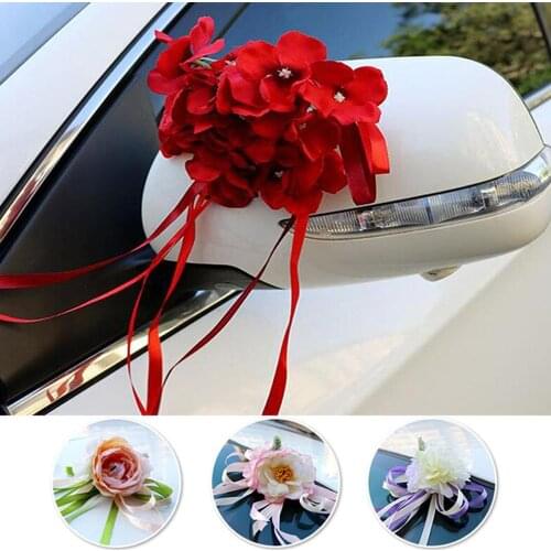1PC Wedding Decoration Simulation Flowers Garland For Wedding Car Decoration Door Handles Mirror Flower Decorations Party Supply