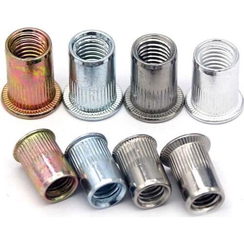 20pcs 304 Stainless Steel Carbon Steel Aluminum Flat Head Blind Rivet Nut M3 M4 M5 M6 M8 Insert Rivnut Nutsert for Screw Bolt