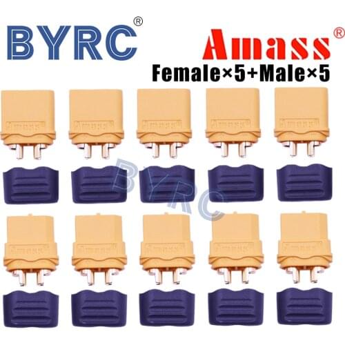 10 x Amass XT60+ Plug Connector With Sheath Housing 5 Male 5 Female (5 Pair )