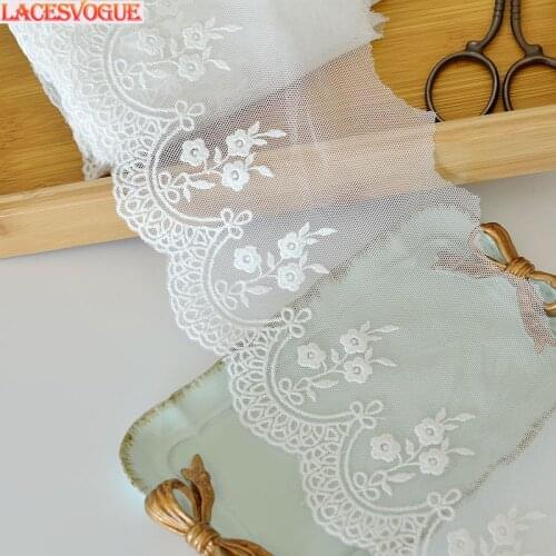 19yards 13cm Mesh cotton embroidery Lace fabric Handmade DIY Garment needlework sewing accessories Clothing Decoration 357