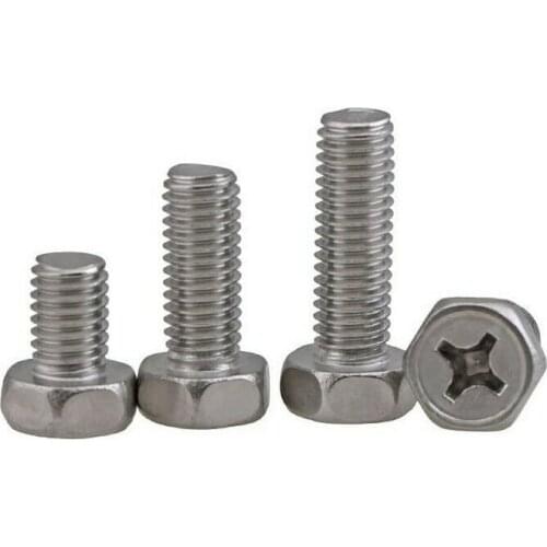 304 Stainless Steel GB29.2 Phillips External Hex Head Screw Cross Hex Bolts Outer Hexagon Screws M3 M4 M5 M6 M8