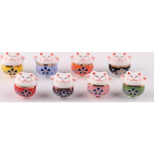 6pcs diy Ceramic small bracelet jewelry accessories Zhaofu Blessing cat
