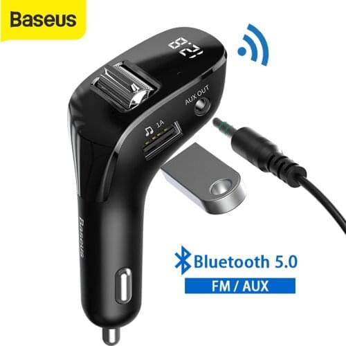 Baseus FM Transmitter Car Charger LED Digital Display 3A Quick Charging Handsfree Wireless MP3 AUX Audio USB Mobile Phone Charge