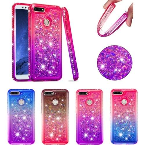 Huawei Honor 7C AUM L41 5.7" Case Diamond Glitter Silicone TPU Case for Huawei Honor 7C AUM-L41 Liquid Dynamic Quicksand Cover