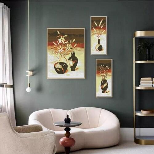 Floral Vases Joy Sunday Stamped Cross Stitch Kits Embroidery Needlework Patterns 11CT 14CT Printed Decoration Home DIY Gift Sets