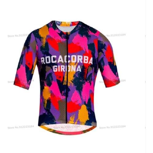Spain Rocacorba Girona Team Cycling Jersey Men Colorful Bike Jersey Short Sleeve Mtb Shirt Clothing Maillot Ciclismo