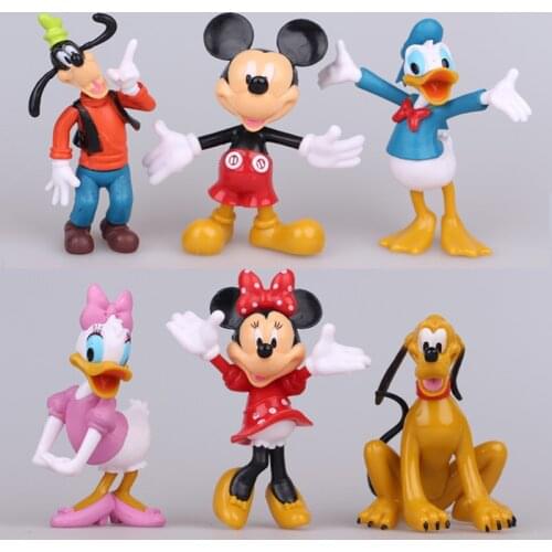 Disney Toys 6pcs/Lot Mickey Mouse Action Figure Toys 10cm Cute Mickey & Minnie& Pluto & Donald Duck PVC Collection Dolls Toys