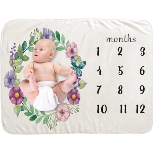 Milestone Blanket Newborn Photography Flannel Blanket Baby Photo Background Fabric Single Side Printing Comfortable Soft Package