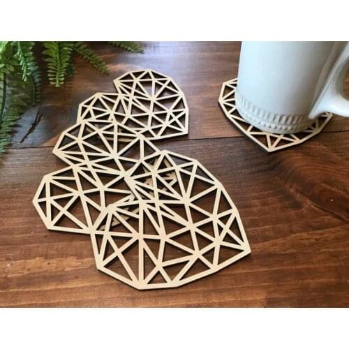 Geometric Heart Coasters,Laser Cut Coasters,Drink Coasters