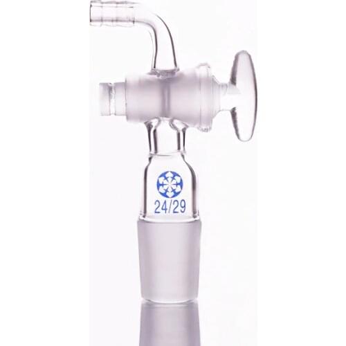 Curved suction connector,Glass valve 24/29,Joint with Glass stopcock standard ground mouth,Curved connector with piston