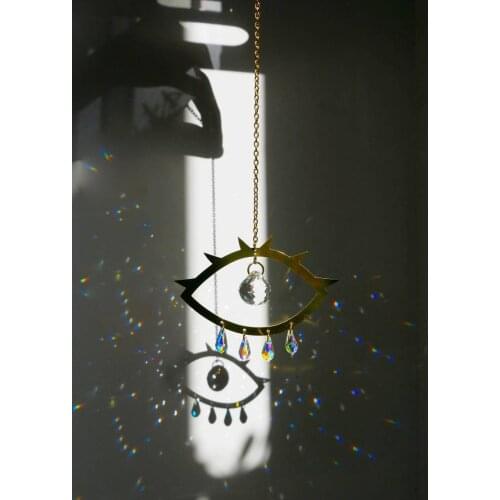 Eye Suncatcher for Window Aura Crystal Hanging Prism Home Decor Rainbow Maker Boho Witchy Sun Catchers Baby Kids Room Decoration