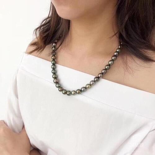 MADALENA SARARA Genuine Saltwater Pearl Tahitian Pearl Necklace Classic Style Original Luxury Pearl Bead Necklace 8mm-11mm