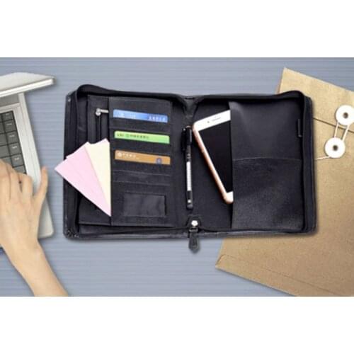 Pu leather ol use Manager Multi function folder Voucher holder cards zipper bag file folder
