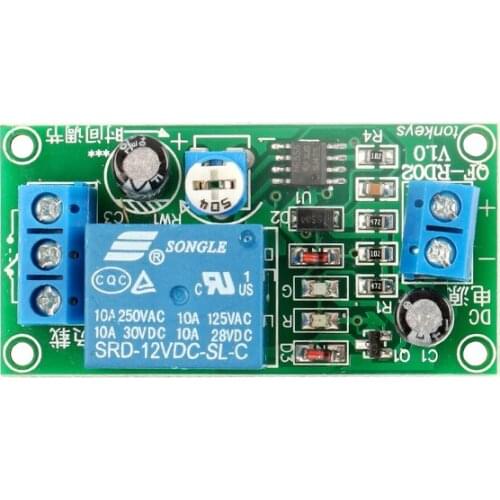 Monostable 12V Power-on Delay Off Relay Module with Control Normally Open and Normally Closed 60 Seconds Adjustable