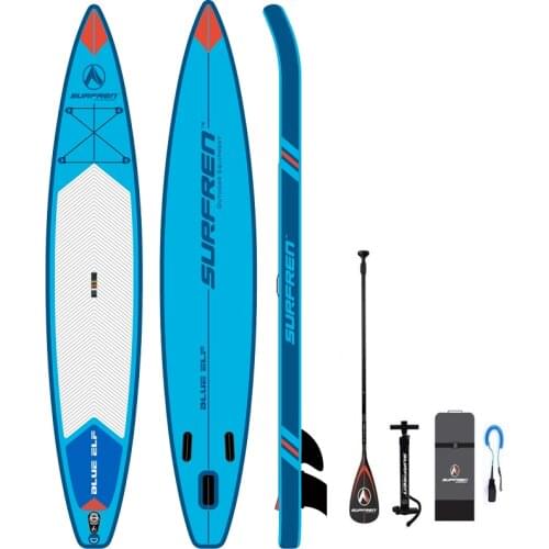 Inflatable Surf Stand up SUP paddle board iSUP Surfboard 2019 Season SURFREN Blue EIf board size 381*68*15cmSurfing kayak boat