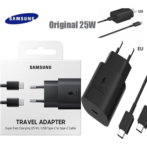 Original Samsung 25w Type USB-C Super Fast Wall Charger PD Fast Charger For Galaxy s20+ S20 Ultra S10 S10+ S10E Note 10/10+ UK