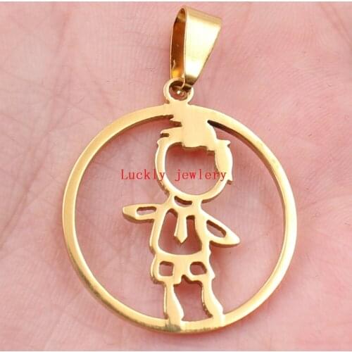 Gold Stainless Steel Baby Boys Charms Pendant Necklace Punk HIp-hop jazz mens women jewelry