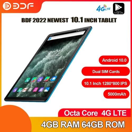 BDF Newest 10.1 Inch Tablets Android 9.0 SC9863A Octa Core Dual 4G Call GPS RAM 2GB ROM 32GB Phone Call Google Play Tablet Pc