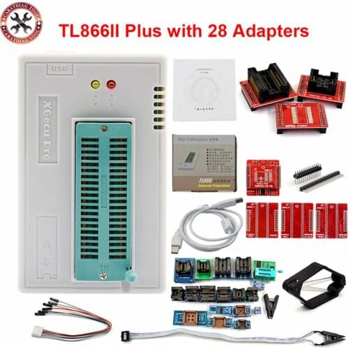Newest TL866II Plus WITH 28 ADAPTER USB Universal Programmer Bios/ECU Programmer+24adapters 1.8V nand flash 24 93 25 mcu