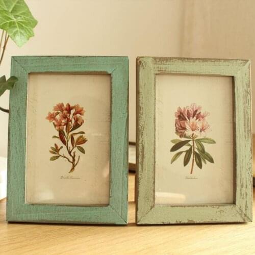 2 Pcs 8 inch(15x20 cm) Photo Frame Zakka Retro Old Wooden Home Decor Frame Wedding Pictures Swing Table Photo Time Flies