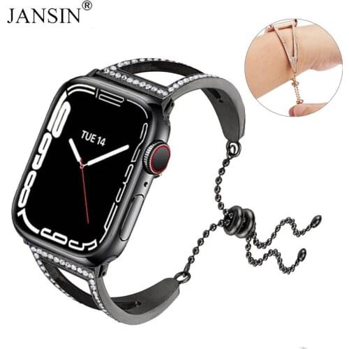 Woman Diamond Wristband for Apple Watch Series 6 /5/4/3/2/1 SE Stainless Steel Bracelet for iWatch Band 38mm 42mm 40mm 44mm Belt