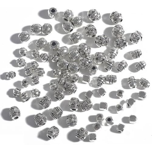 20/30/50Pcs/Pack Alloy Silver Plated Spacer Beads Accessories Beads Caps Charms Metal Bead Caps For Jewelry Making