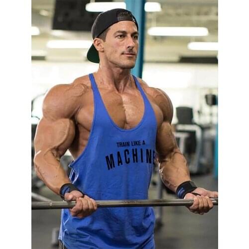 Gym Mens Tank Top Vest Muscle Fashion Sleeveless Stringer Brand Back Clothing Bodybuilding Singlets Fitness Workout Sports Shirt