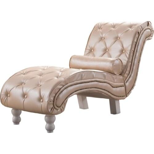 Faux Leather Tufted Chaise Lounge Chair Modern Upholstered Couch for Bedroom Living Room Furniture Chesterfield Lounger Daybed