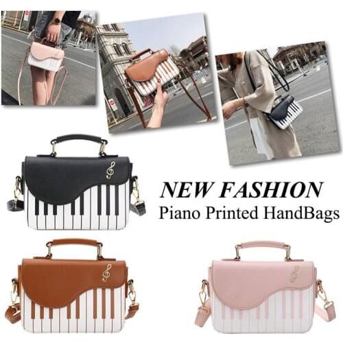 Black new fashion hit color piano printing handbag sweet wind fresh shoulder diagonal portable Small Bag