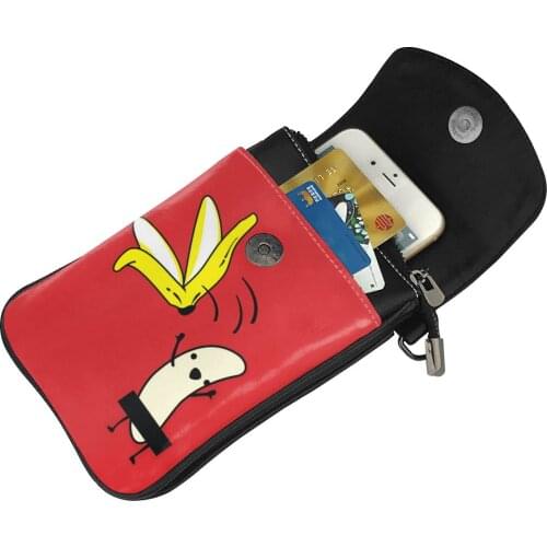 Banana With Banana Peel Off Fuuny Messenger Bag Soft Pu Leather Mini Purses And Handbags Ladies Messenger Cell Phone Bag