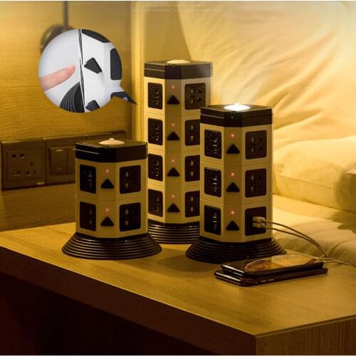 Tower Power Strip Vertical Multi Socket 7/11/15 Outlet with Dual USB China 5 holes Outlets Extention Cord LED illumination